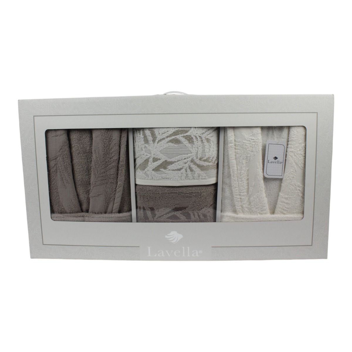 Bademantel - Wellness Set Duru 6-teiliges Luxus Set aus Baumwolle Beige-Creme