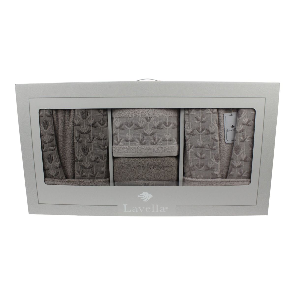 Bademantel - Wellness Set Sibel 6-teiliges Luxus Set aus Baumwolle Beige-Hellbeige