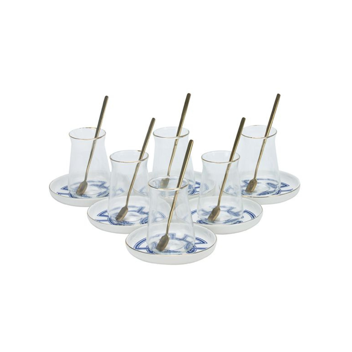 Bricard Ottomans 02 Teeglas-Set mit Keramik-Untersetzern – 18-teilig Blau