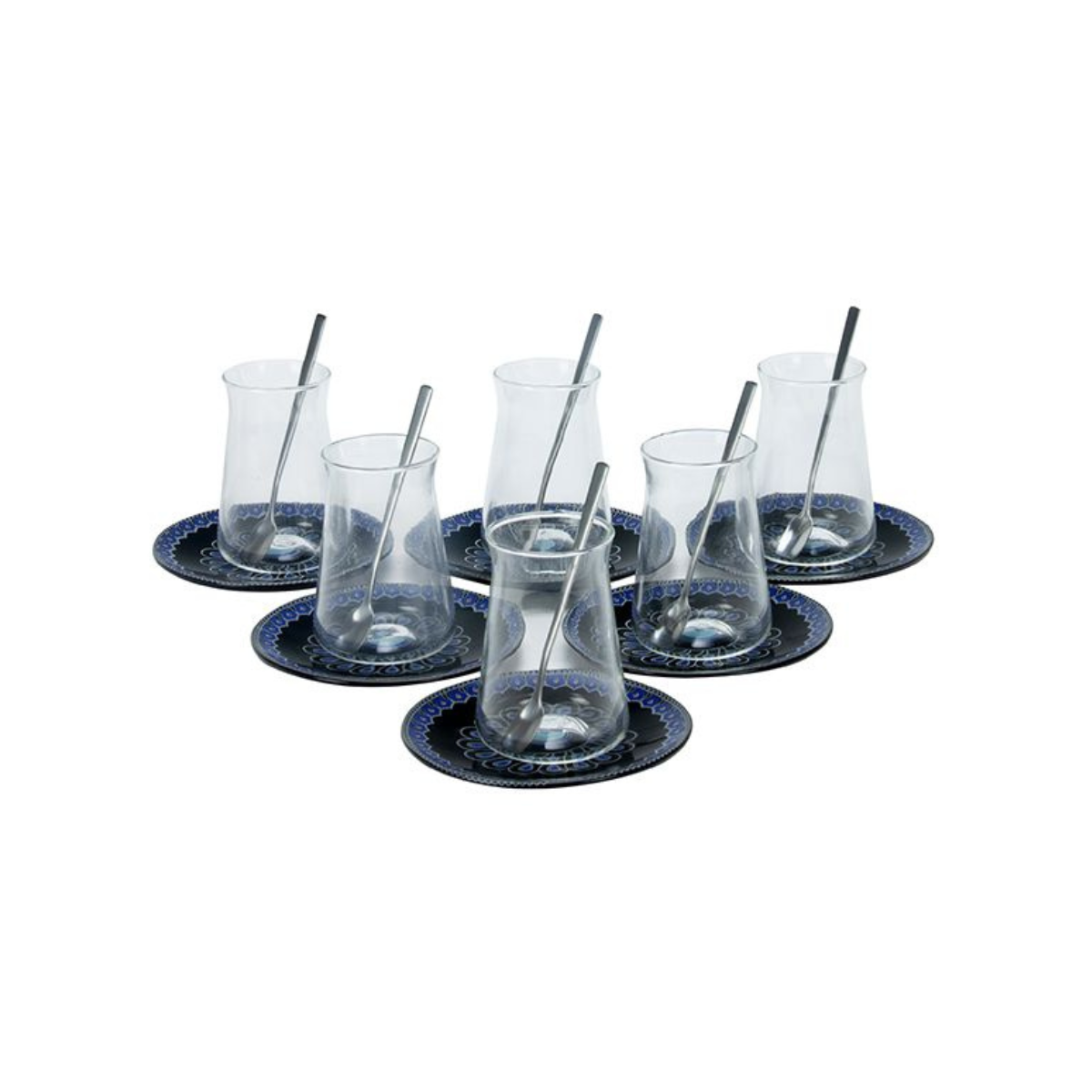 Bricard Boncuk Teeglas-Set mit Porzellan-Untersetzern – 18-teilig Blau
