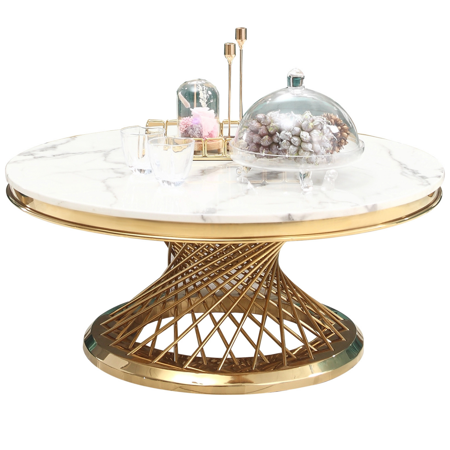 Couchtisch echtes Marmor weiß gold 100cm