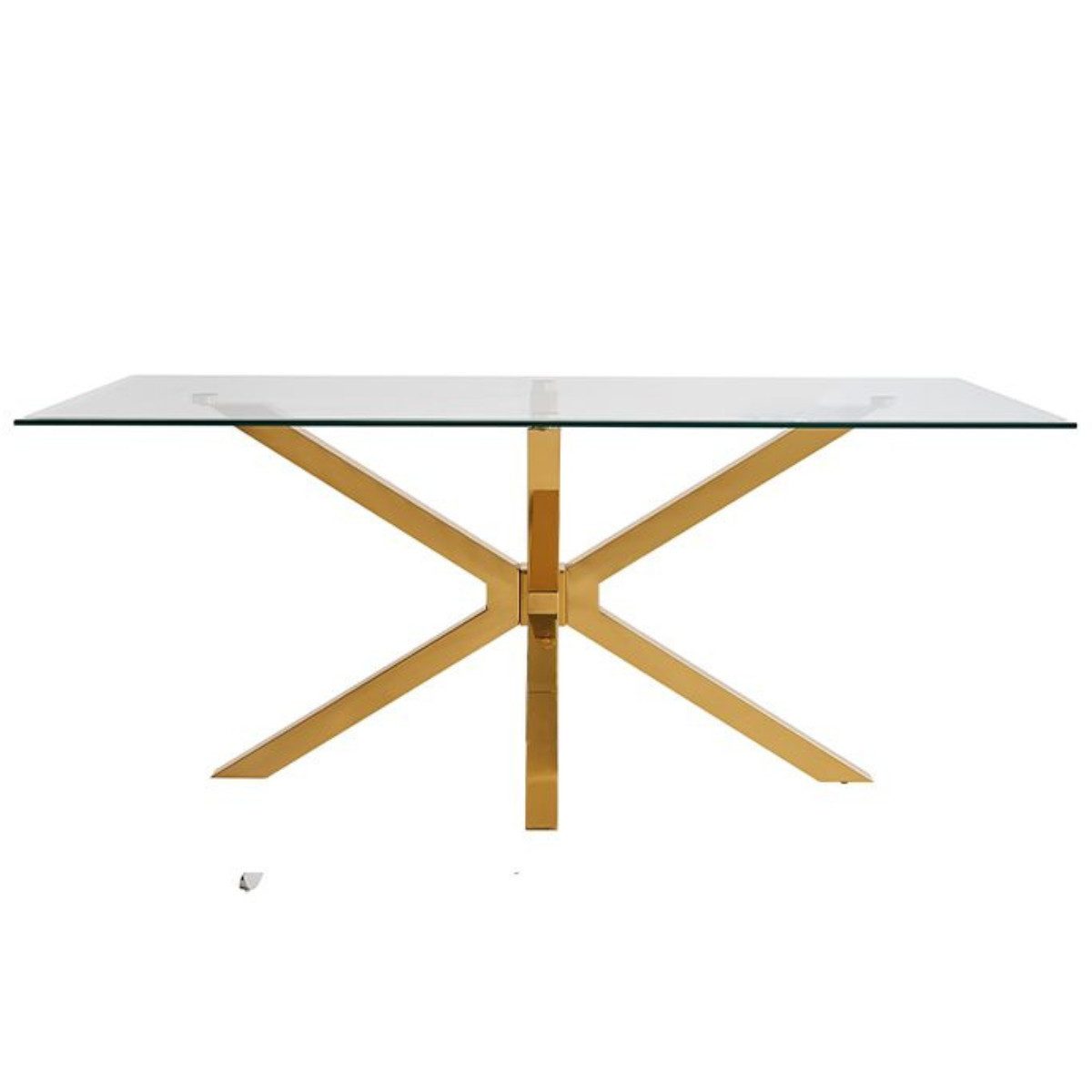 Esstisch Terni mit edlen Edelstahlbeinen Glas/Marmoroptik Tischplatte 180cm
