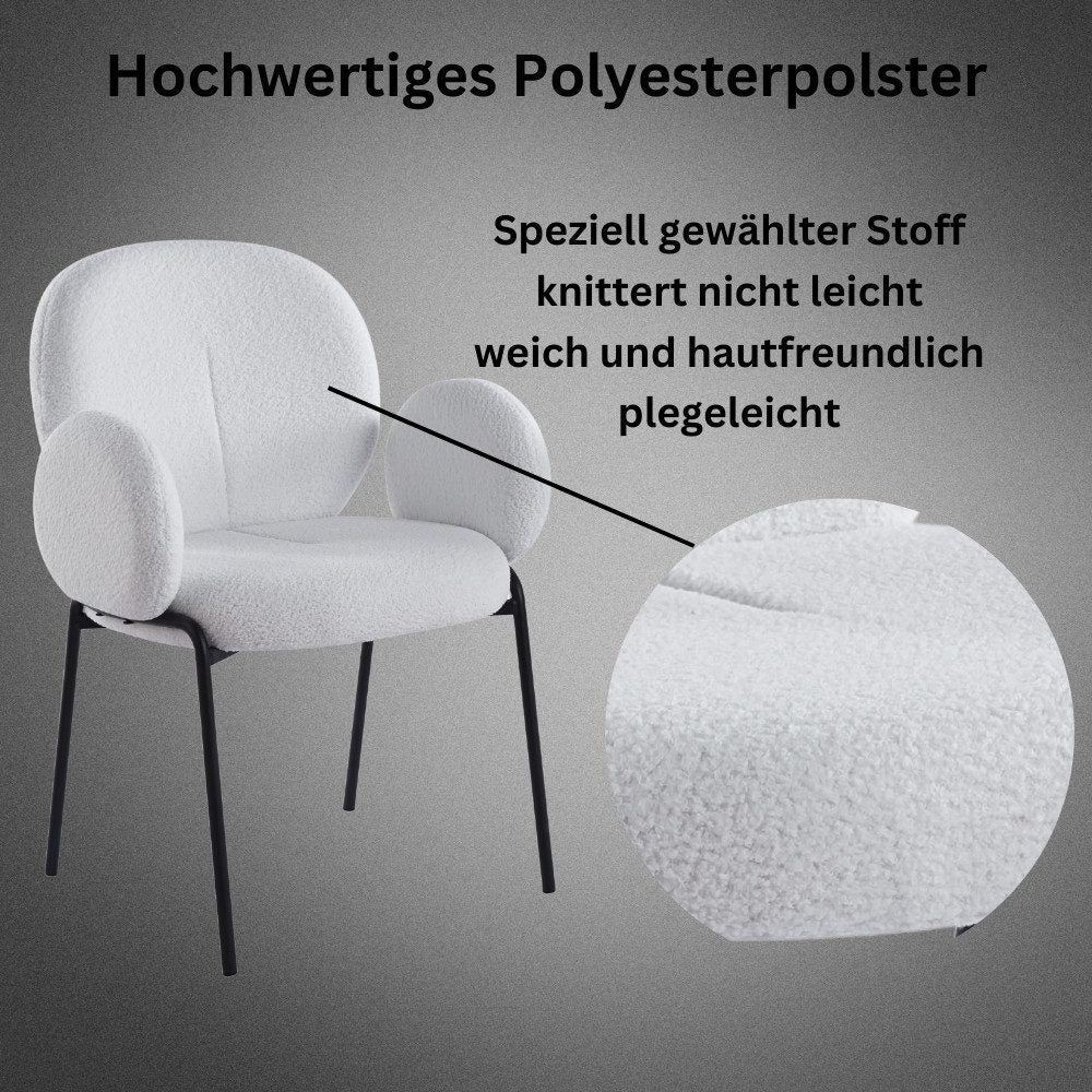 Esszimmerstuhl (Set-2 St./-4 St./-6 St), Wohnzimmerstuhl, Bouclé-Stoff