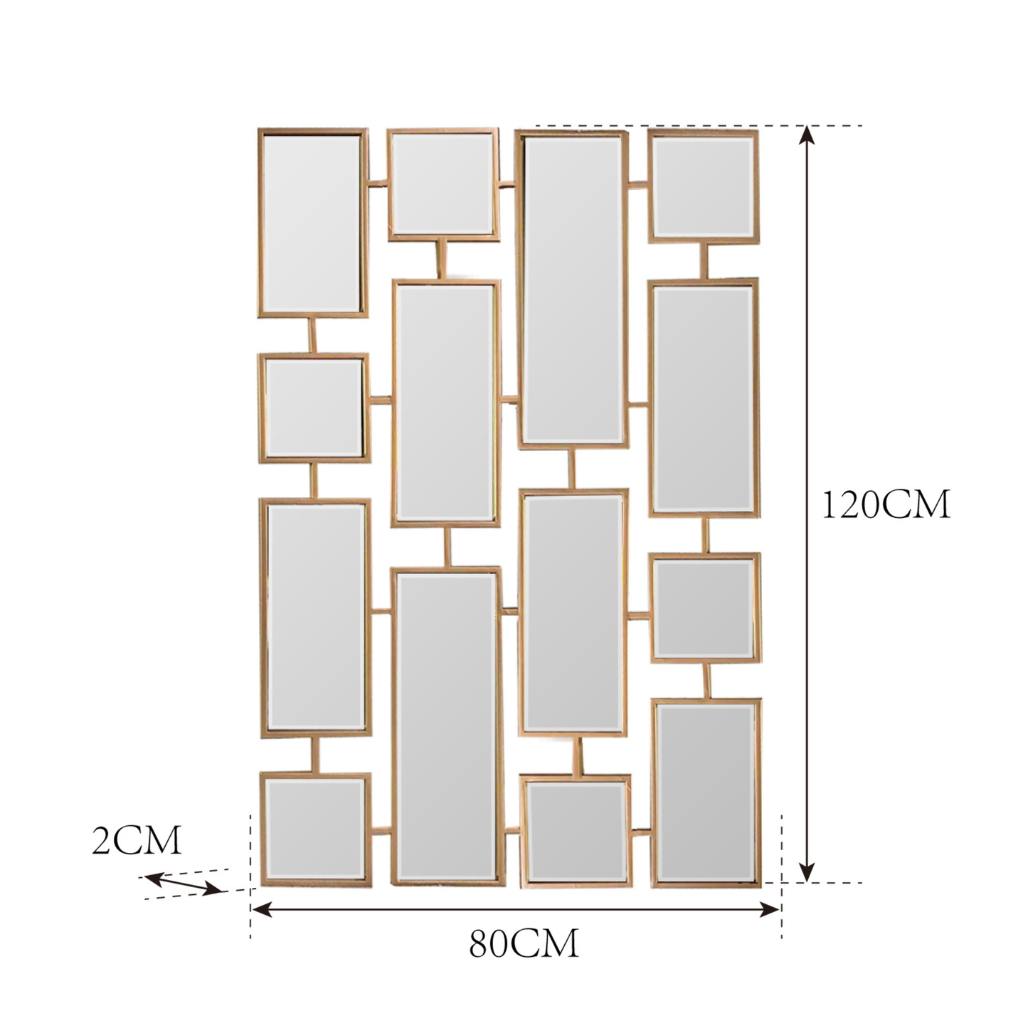 Dekorative Wandspiegel in Schwarz / Gold 120x80 cm
