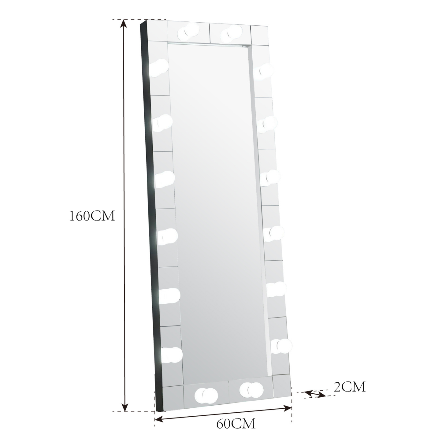 Moderne LED-Standspiegel Ganzkörperspiegel in Silber 160 x 60 cm