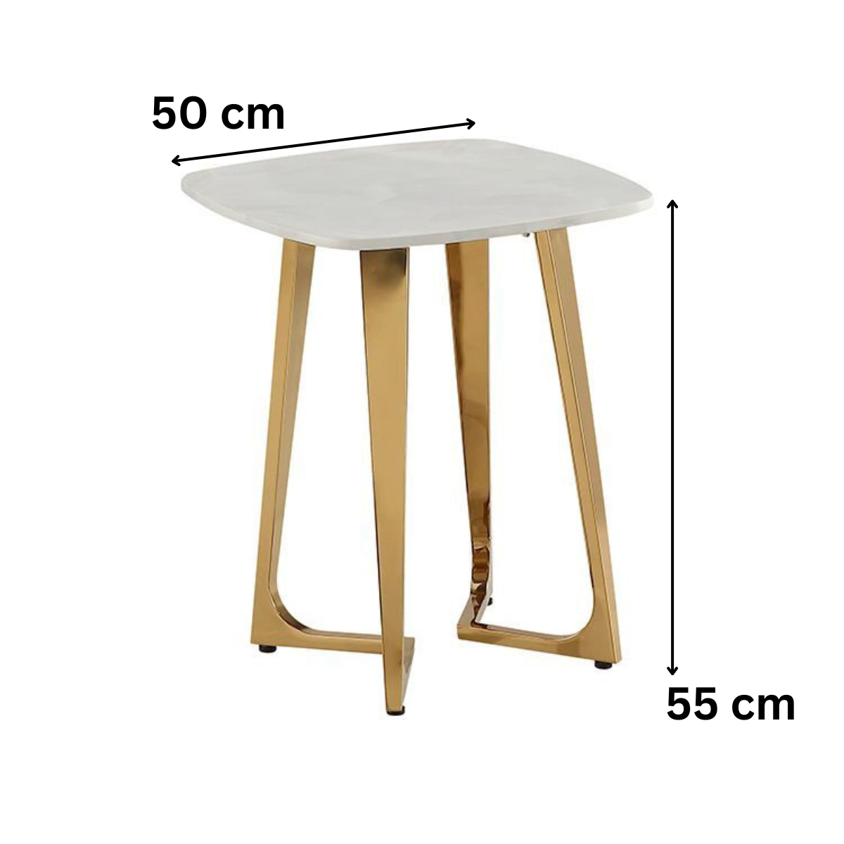 Beistelltisch BARI 2-tlg. Marmoroptik Gold 50x50x55 cm