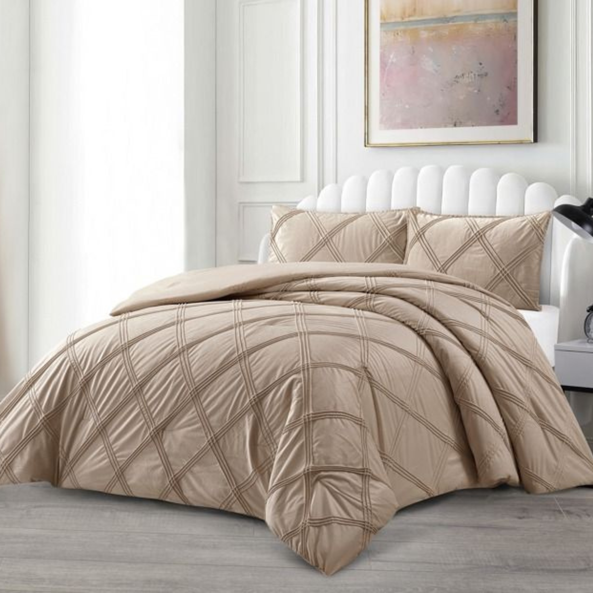 Tagesdecke Set Lara Überwurf Decke 3-Teilig 240 x 250 cm , atmungsaktiv 2-Personen Braun