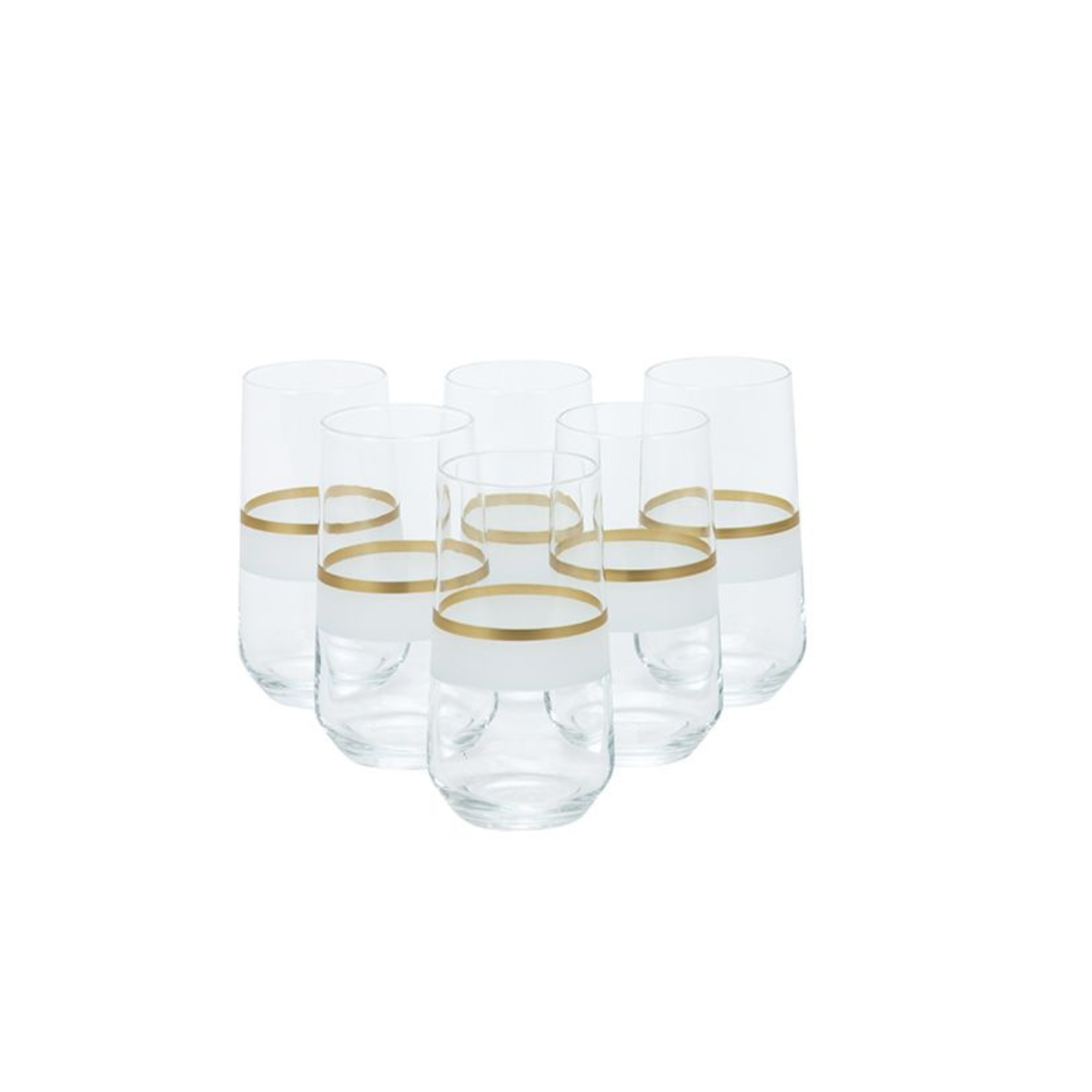Bricard Gläser-Set Lines Trinkgläser Softdrinkgläser 350 ml 6er-Set Weiss - Gold