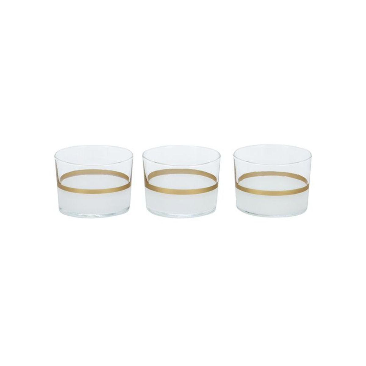 Bricard Tumblergläser-Set Lines Trinkglas Whiskygläser 210 ml 3er - Set Weiss - Gold