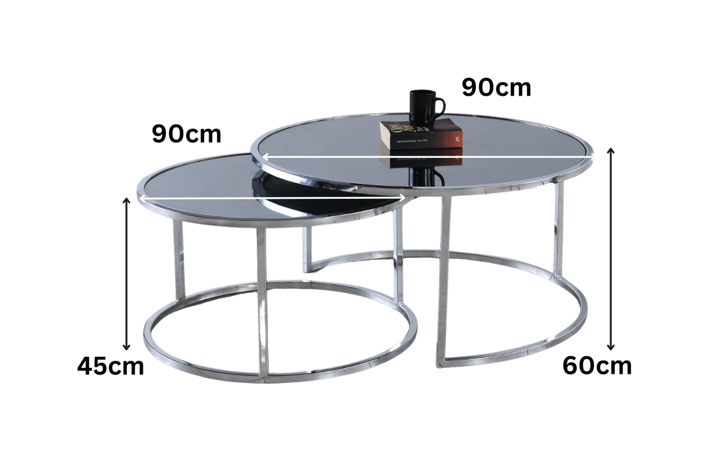 2er Set Couchtisch LOIS Glas gold oder silber