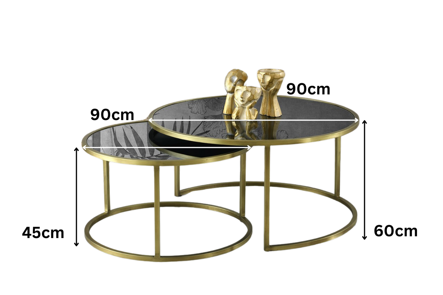 2er Set Couchtisch LOIS Glas gold oder silber