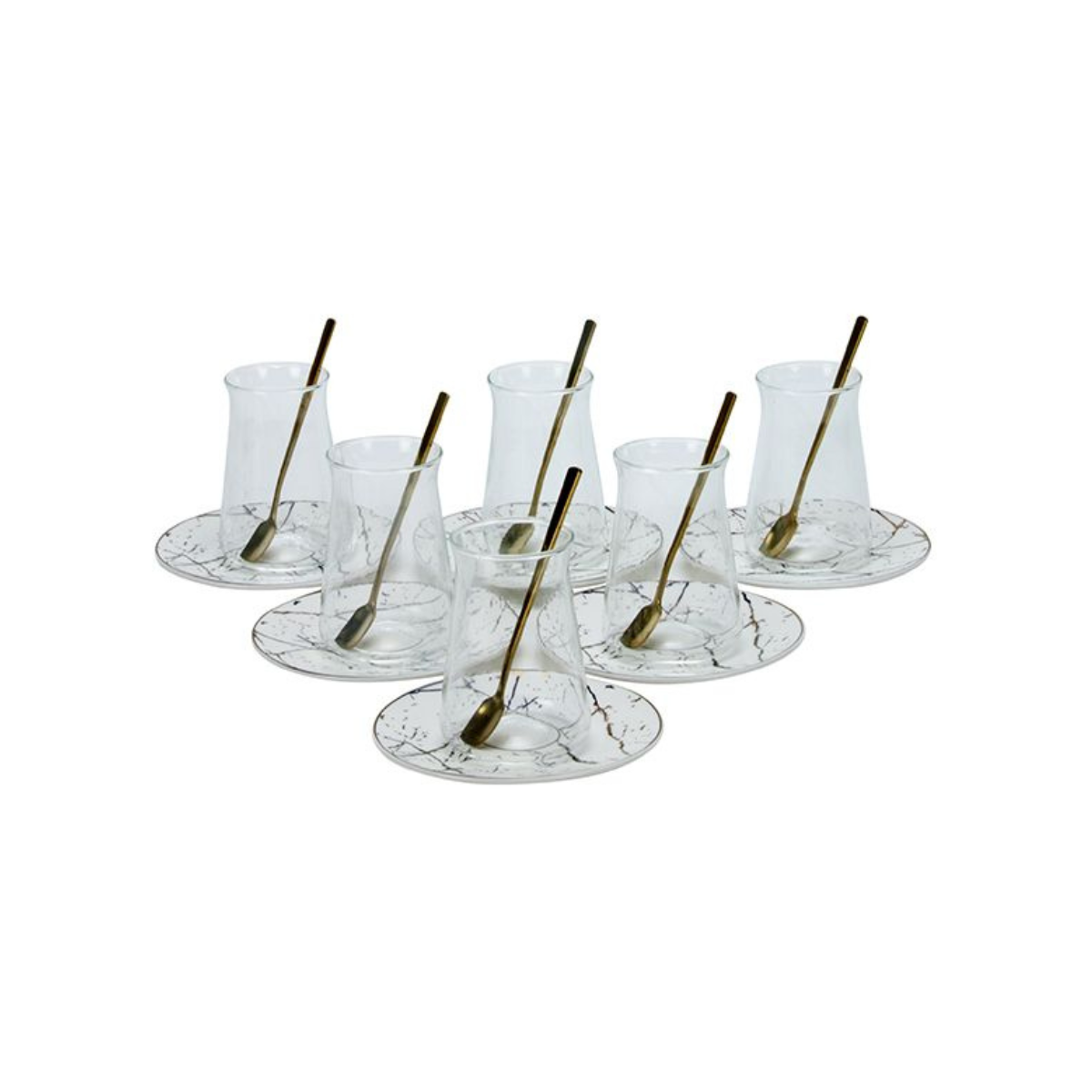 Bricard Marmer Teeglas-Set mit Keramik-Untersetzern – 18-teilig gold