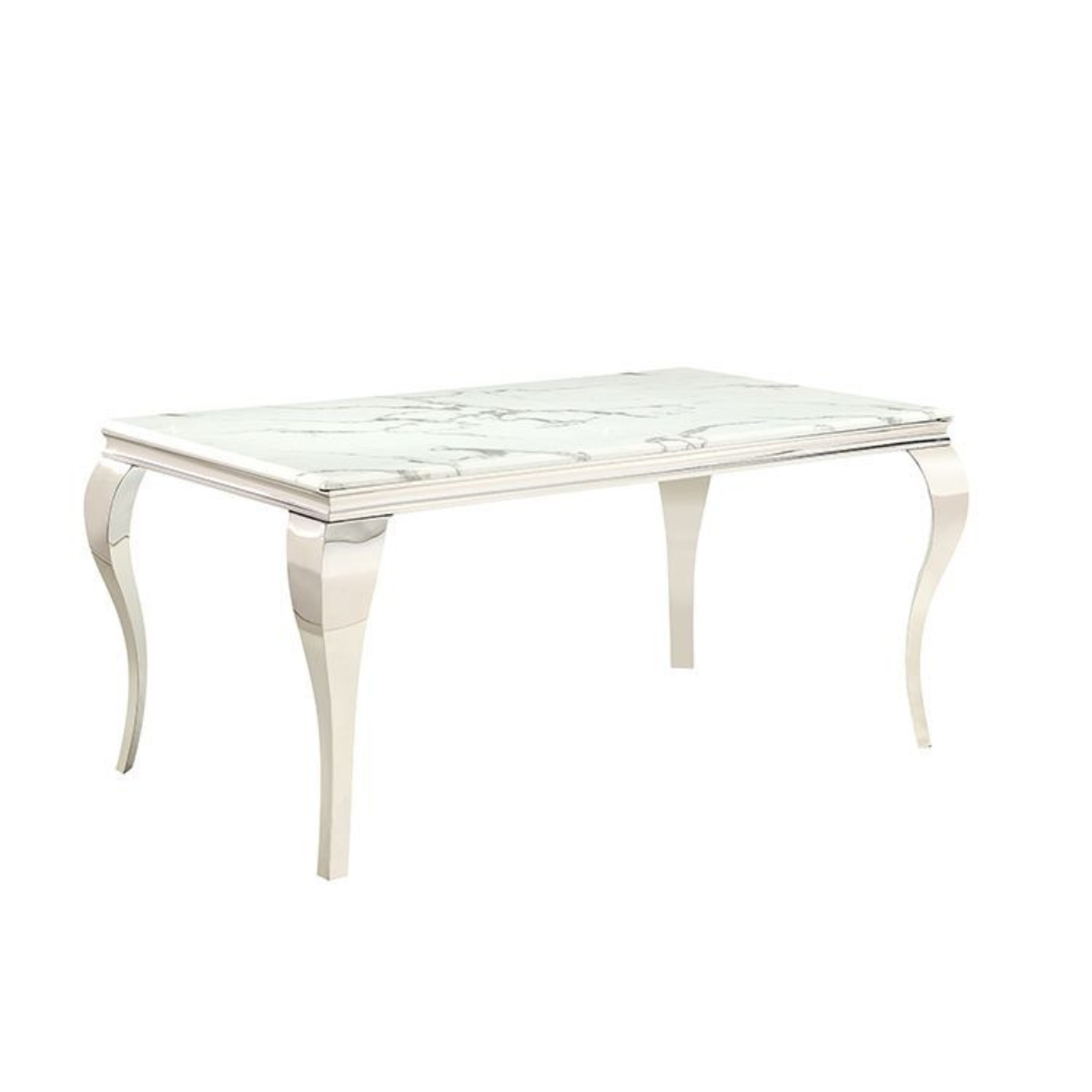 Esstisch Milano mit edlen Edelstahlbeinen Marmoroptik Tischplatte 160cm Silber-Weiß
