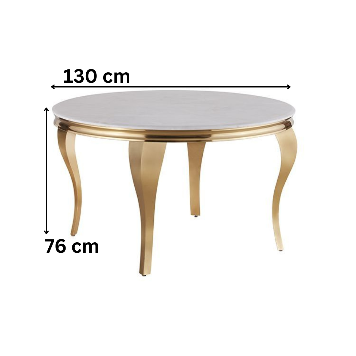 Couchtisch Milano Rund mit edlen Edelstahlbeinen Marmoroptik 100 cm Gold-Weiß