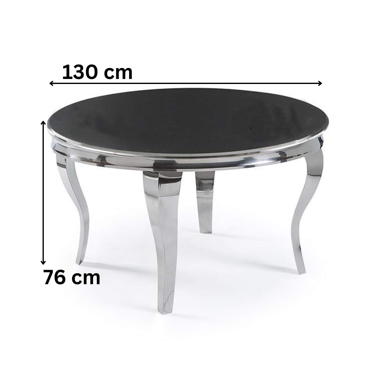 Couchtisch Milano Rund mit edlen Edelstahlbeinen Tischplatte aus Glas 100 cm Silber-Schwarz