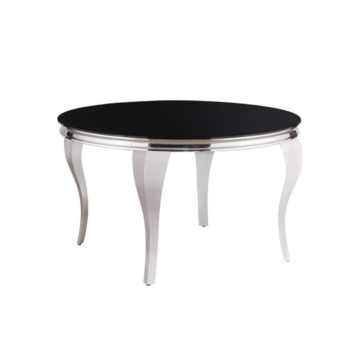 Couchtisch Milano Rund mit edlen Edelstahlbeinen Tischplatte aus Glas 100 cm Silber-Schwarz