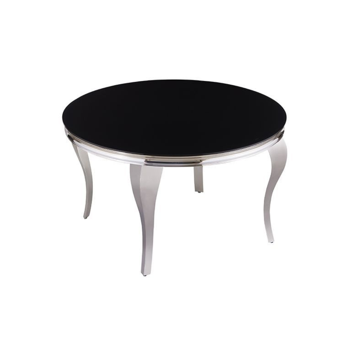 Couchtisch Milano Rund mit edlen Edelstahlbeinen Tischplatte aus Glas 100 cm Silber-Schwarz