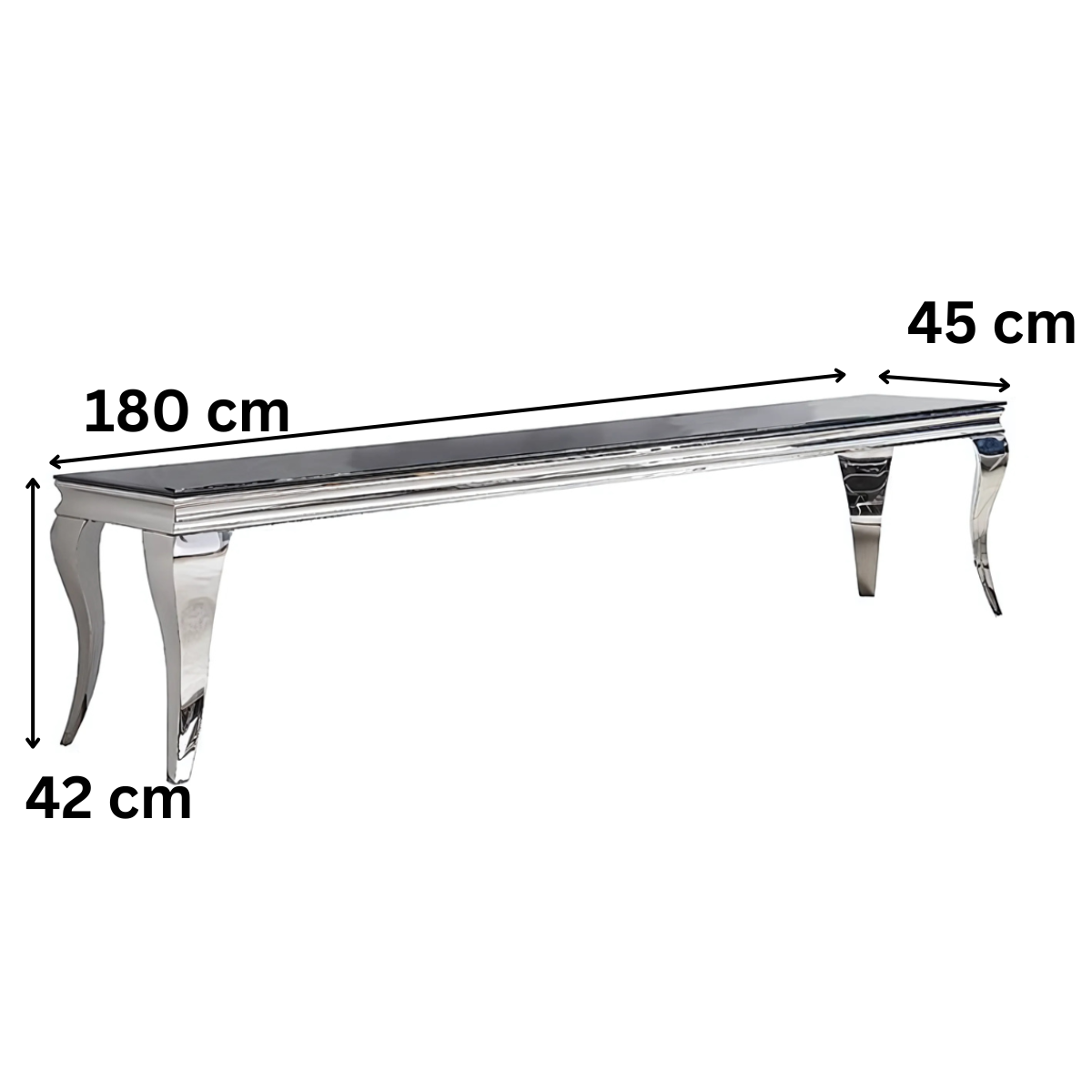 Moderner TV Bank Milano Tischplatte aus Glas 180 cm Schwarz