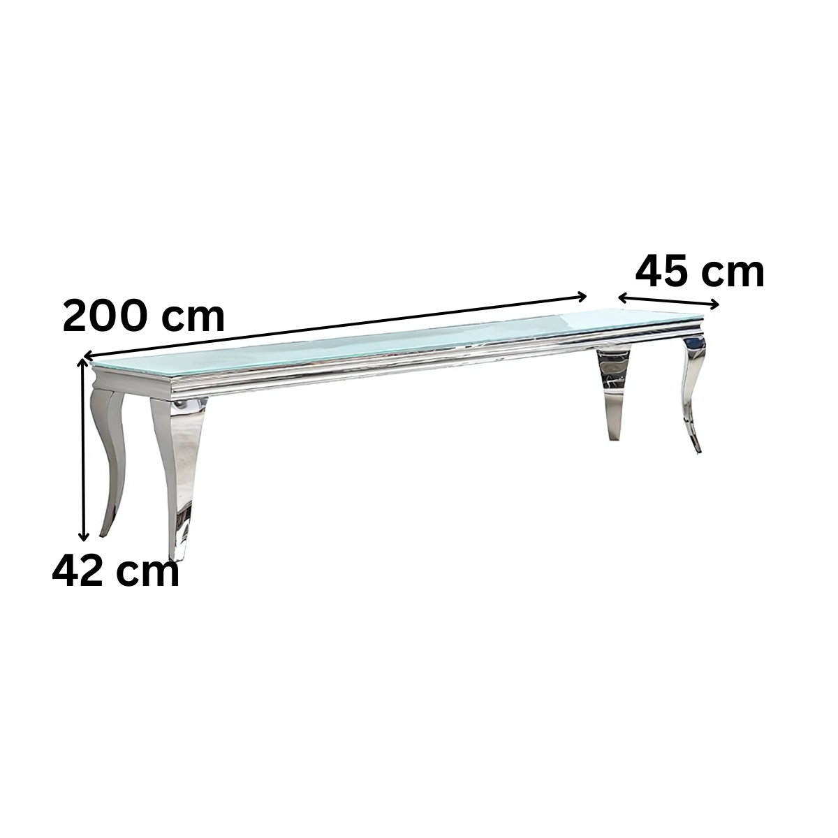 Moderner TV Bank Milano Tischplatte aus Glas 200 cm Weiß