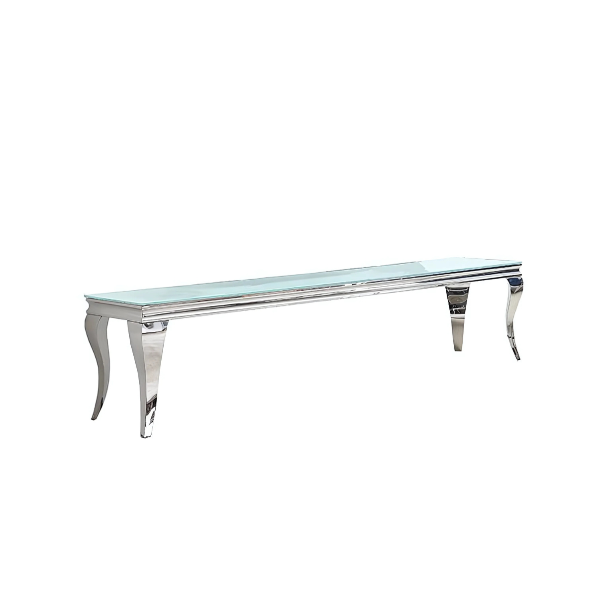 Moderner TV Bank Milano Tischplatte aus Glas 200 cm Weiß