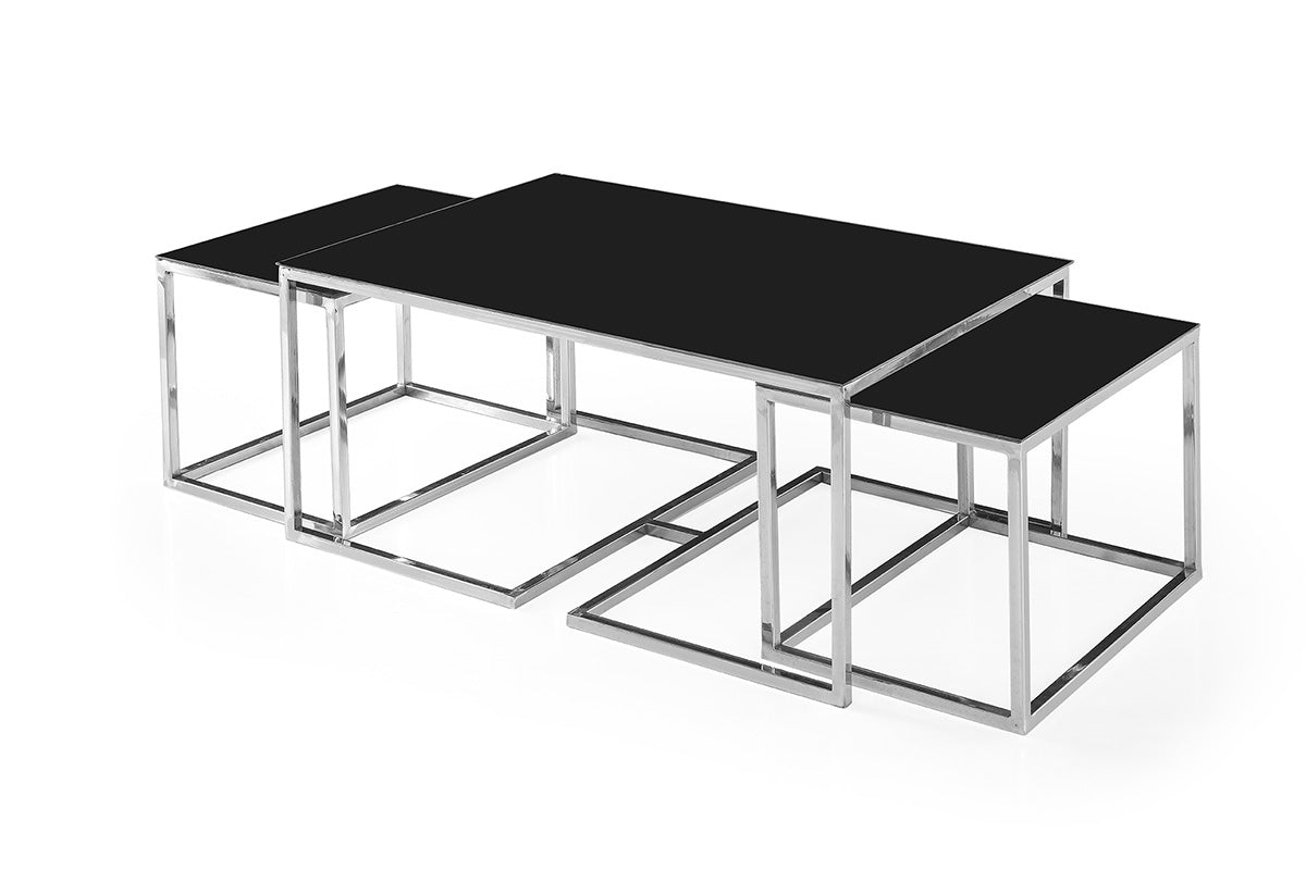 Melissa Gold Couchtisch Beistelltisch Set schwarzes Glas 3 teilig