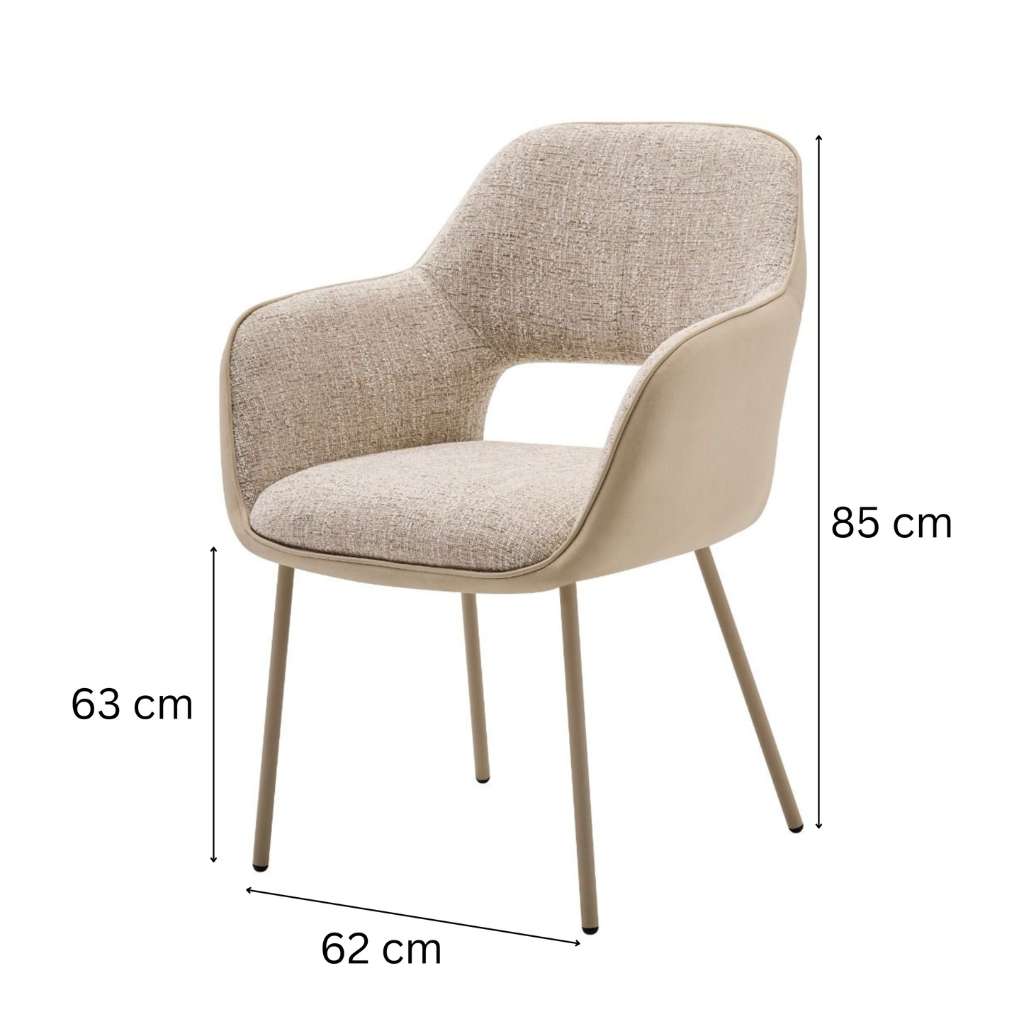 Esszimmerstuhl PISA Moderner Polsterstuhl in Beige mit Tone-in-Tone Gestell