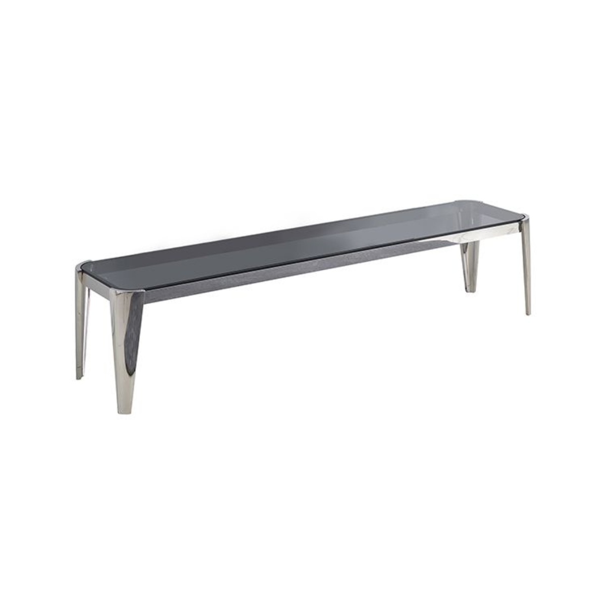Moderner TV Bank Plato Tischplatte aus Glas Grau 200 cm