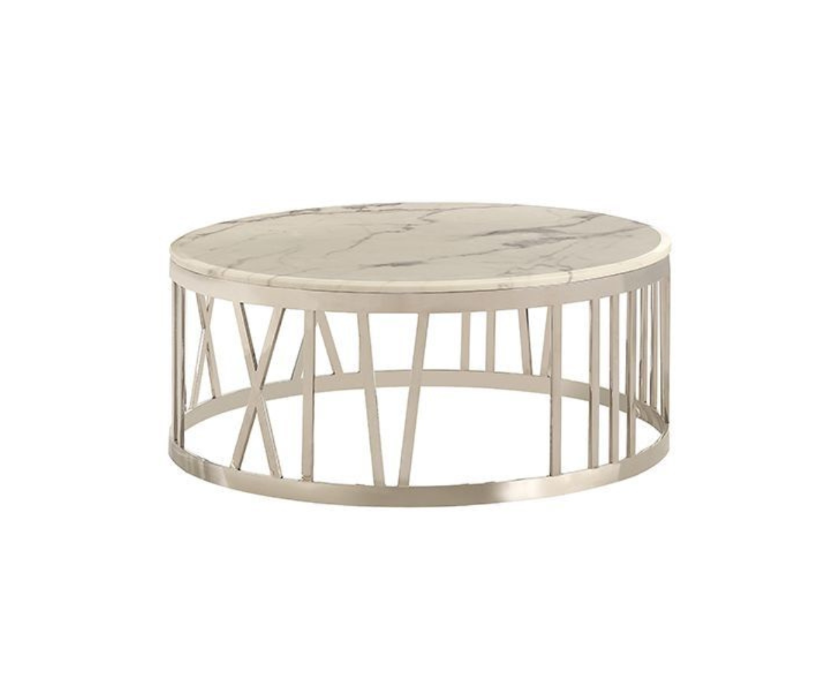 Edler runder Couchtisch mit Marmor-Optik – 100 x 42 cm vers. Farben