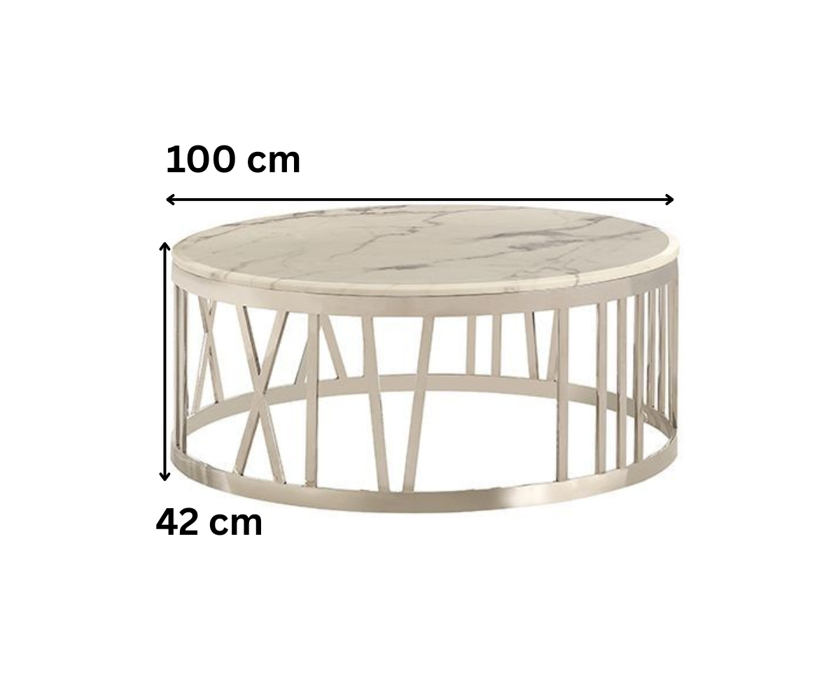 Edler runder Couchtisch mit Marmor-Optik – 100 x 42 cm vers. Farben