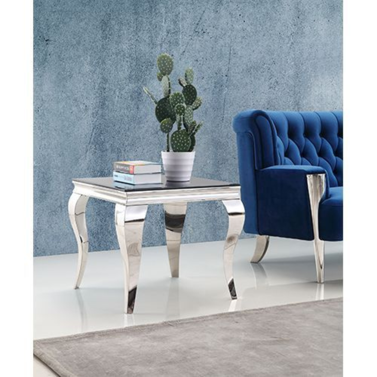 MILANO Beistelltisch Marmoroptik schwarz 60x60x55 cm
