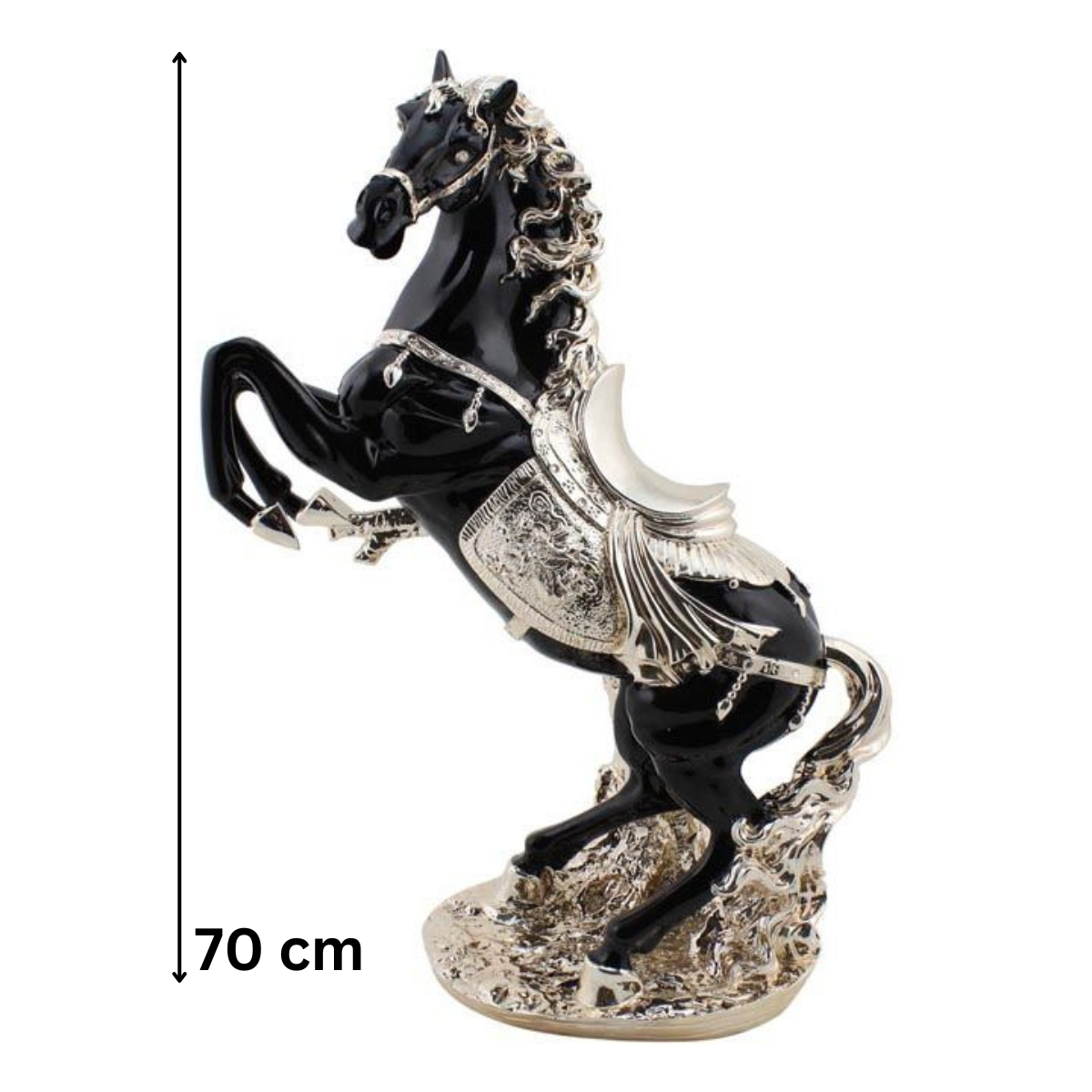 Moderne Deko Figur Pferd Schwarz-Gold aus Keramik 70 cm