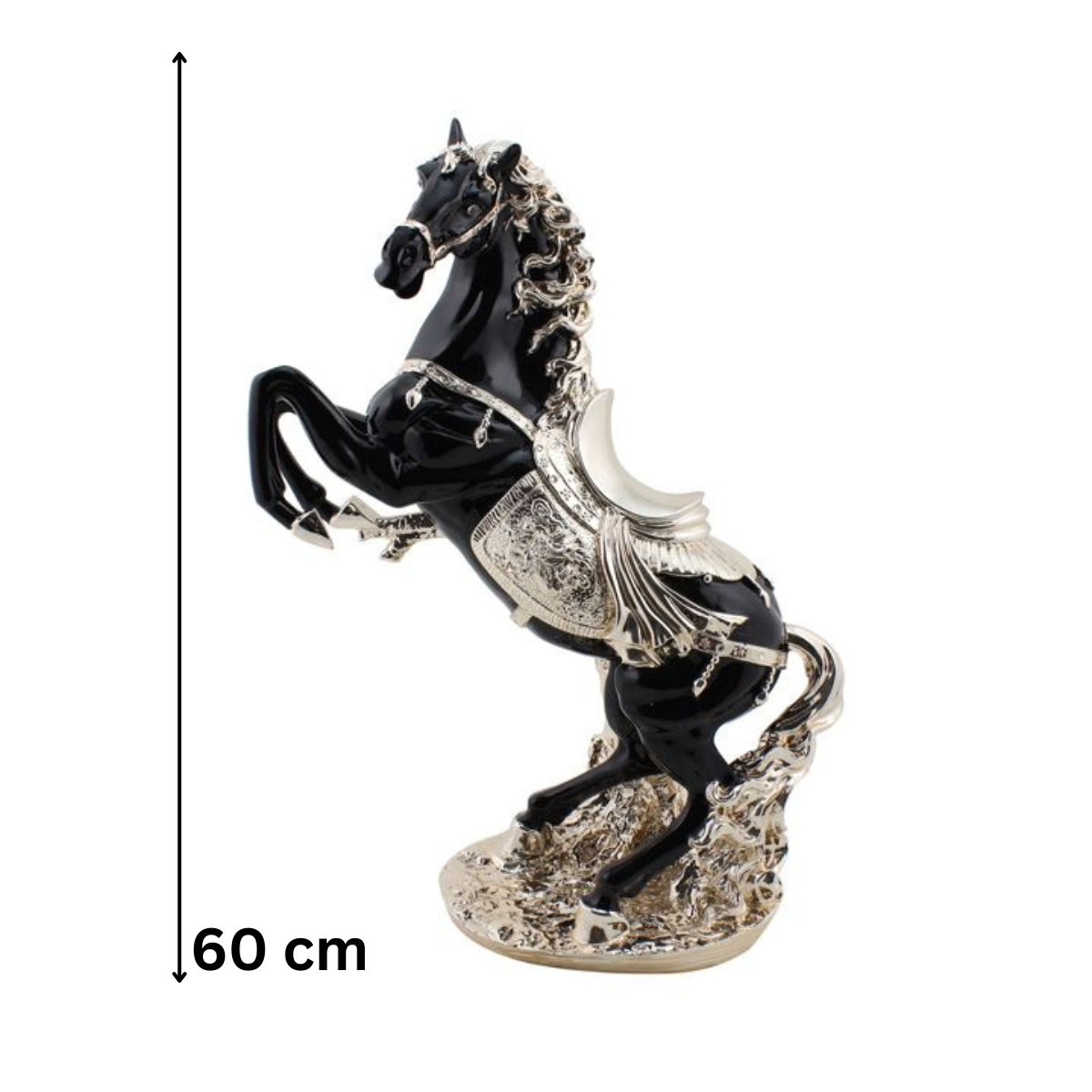 Moderne Deko Figur Pferd Schwarz-Gold aus Keramik 60 cm