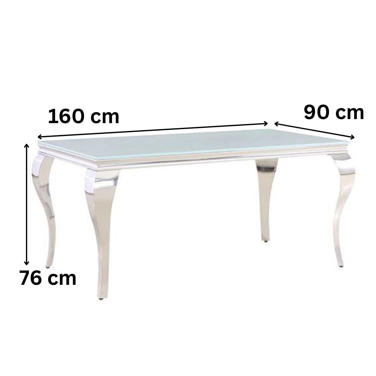 Esstisch Milano mit edlen Edelstahlbeinen Tischplatte aus Glas 160cm Silber