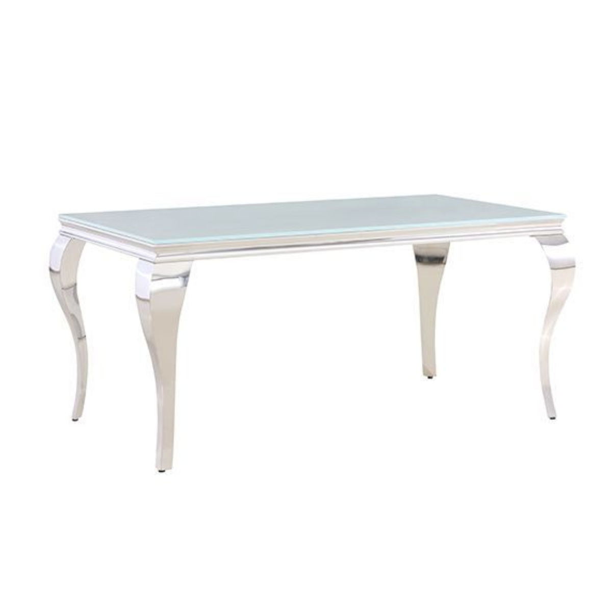 Esstisch Milano mit edlen Edelstahlbeinen Tischplatte aus Glas 160cm Silber