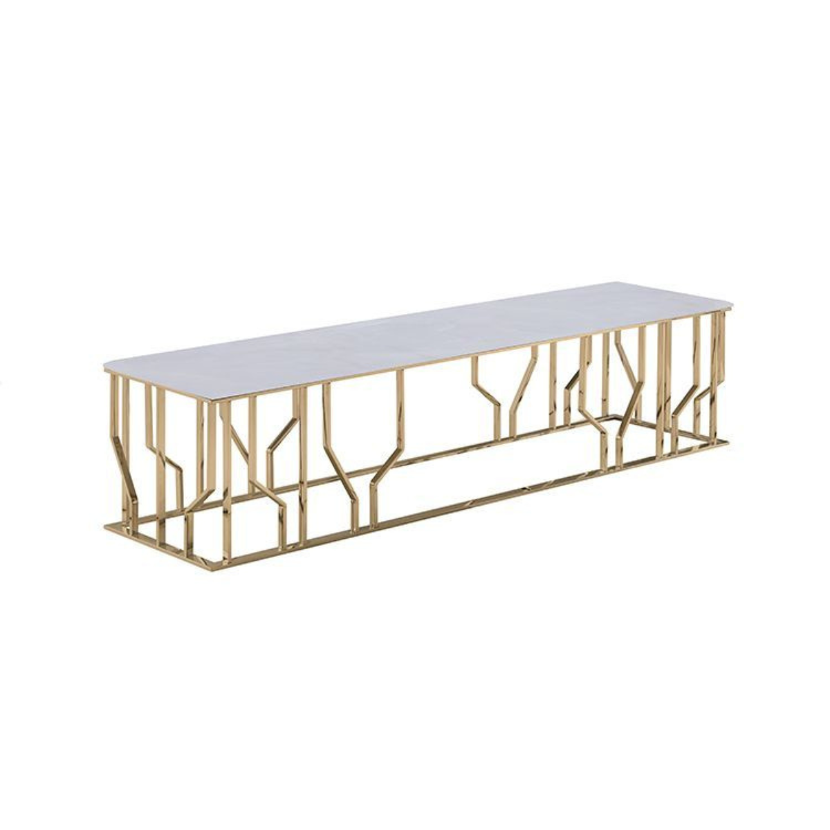 Moderner TV Bank Taranto Tischplatte aus Marmoroptik Gold 180 cm