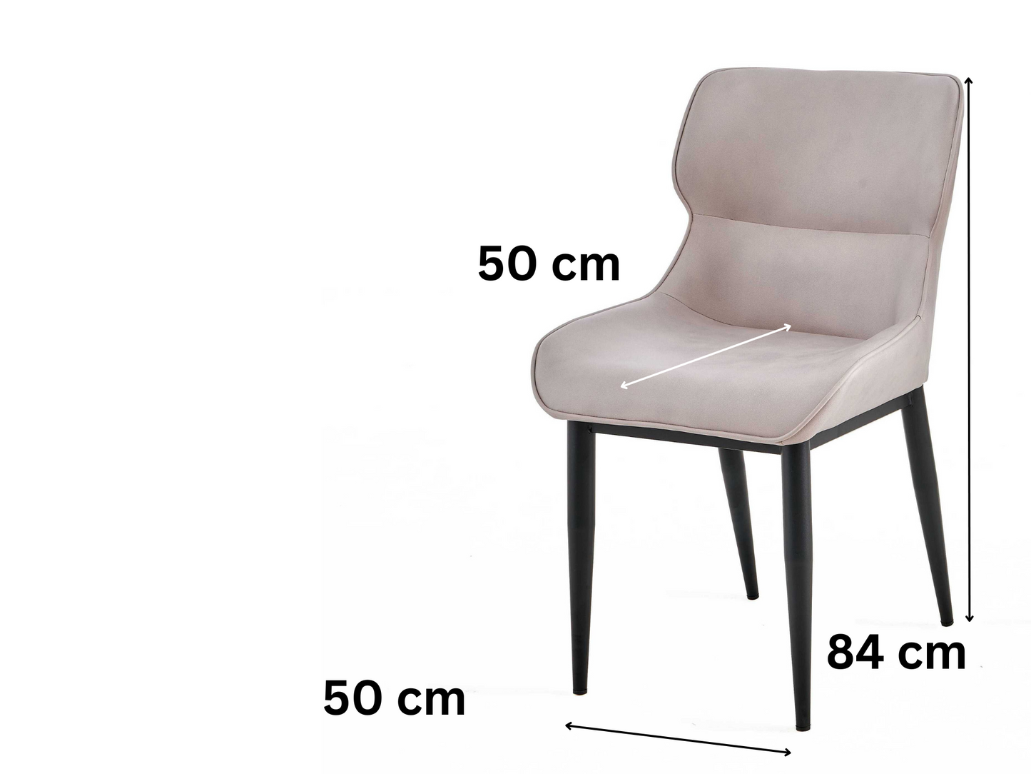 2er Set Esszimmerstühle Polsterstuhl Samt mit Rückenlehne bis 120 kg belastbar schwarze Metallbeine Cream Schlichtes Design