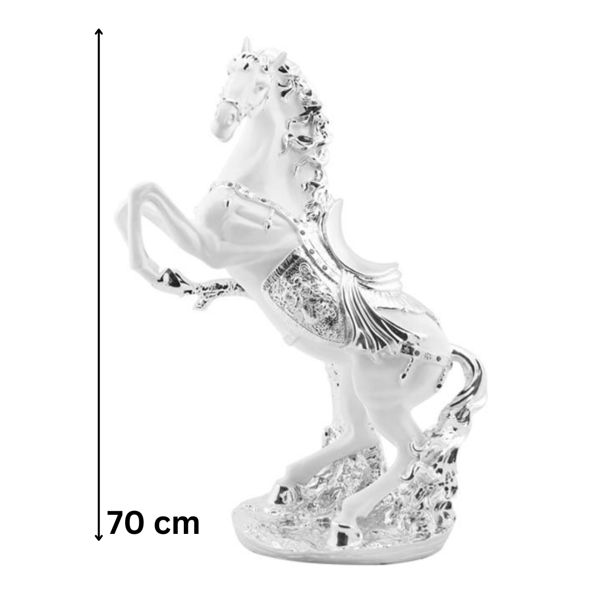 Moderne Deko Figur Pferd Weiß-Silber aus Keramik 70 cm