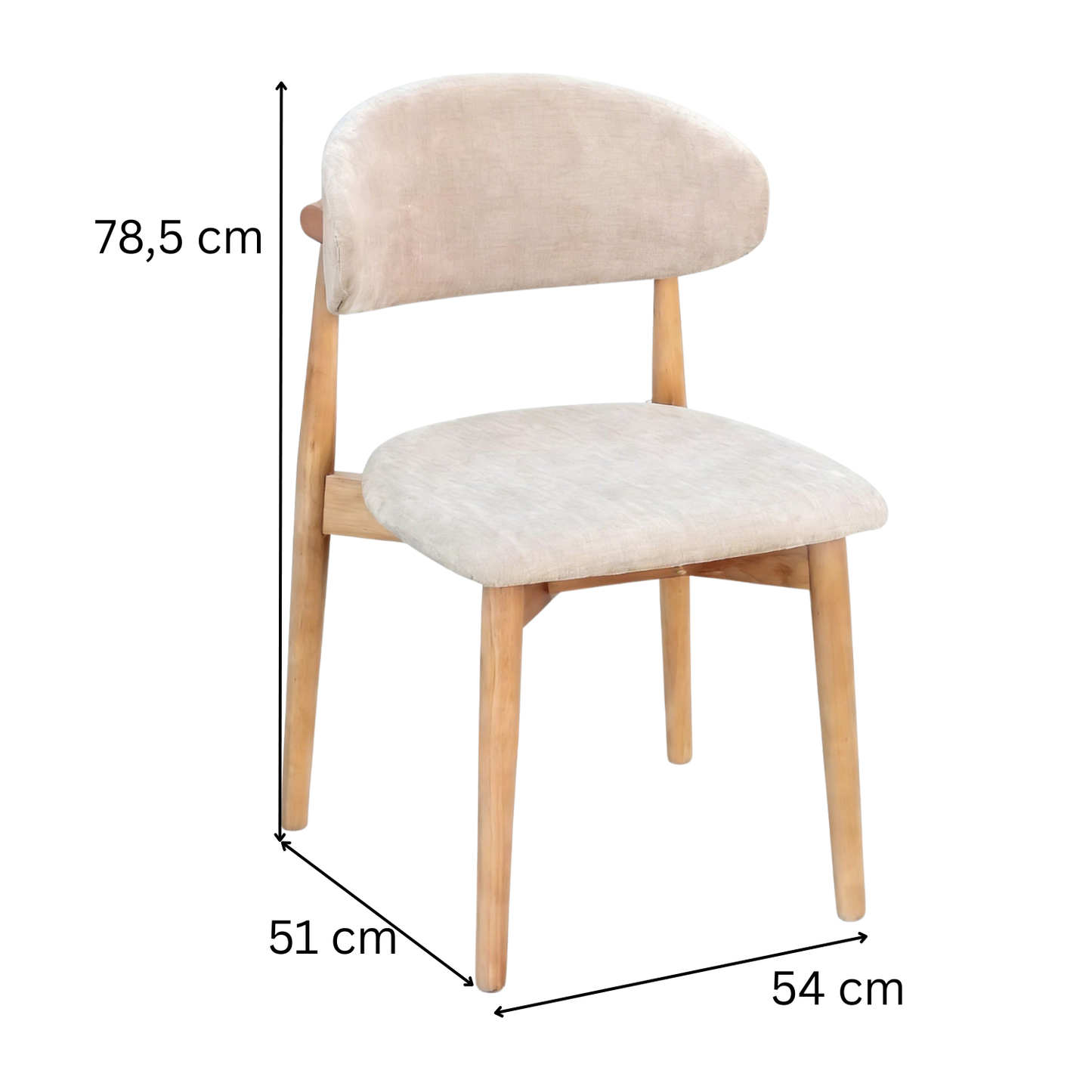 Esszimmerstuhl WREN mit Rückenlehne und gepolsterte Sitzfläche Beige
