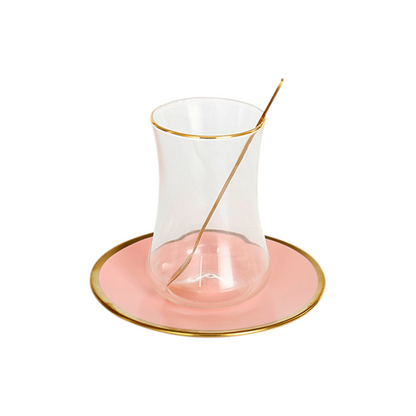 Bricard Tee-Espresso Set 24 teilig Rosa Gold inkl. Löffel und Untertasse