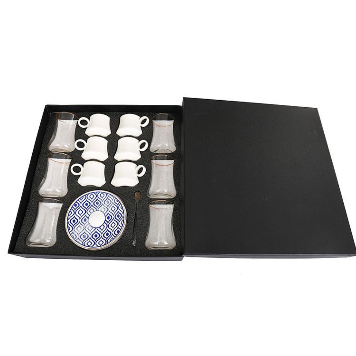 Bricard Tee - Espresso Set 24 telig Blau inkl. Untertasse und Löffel