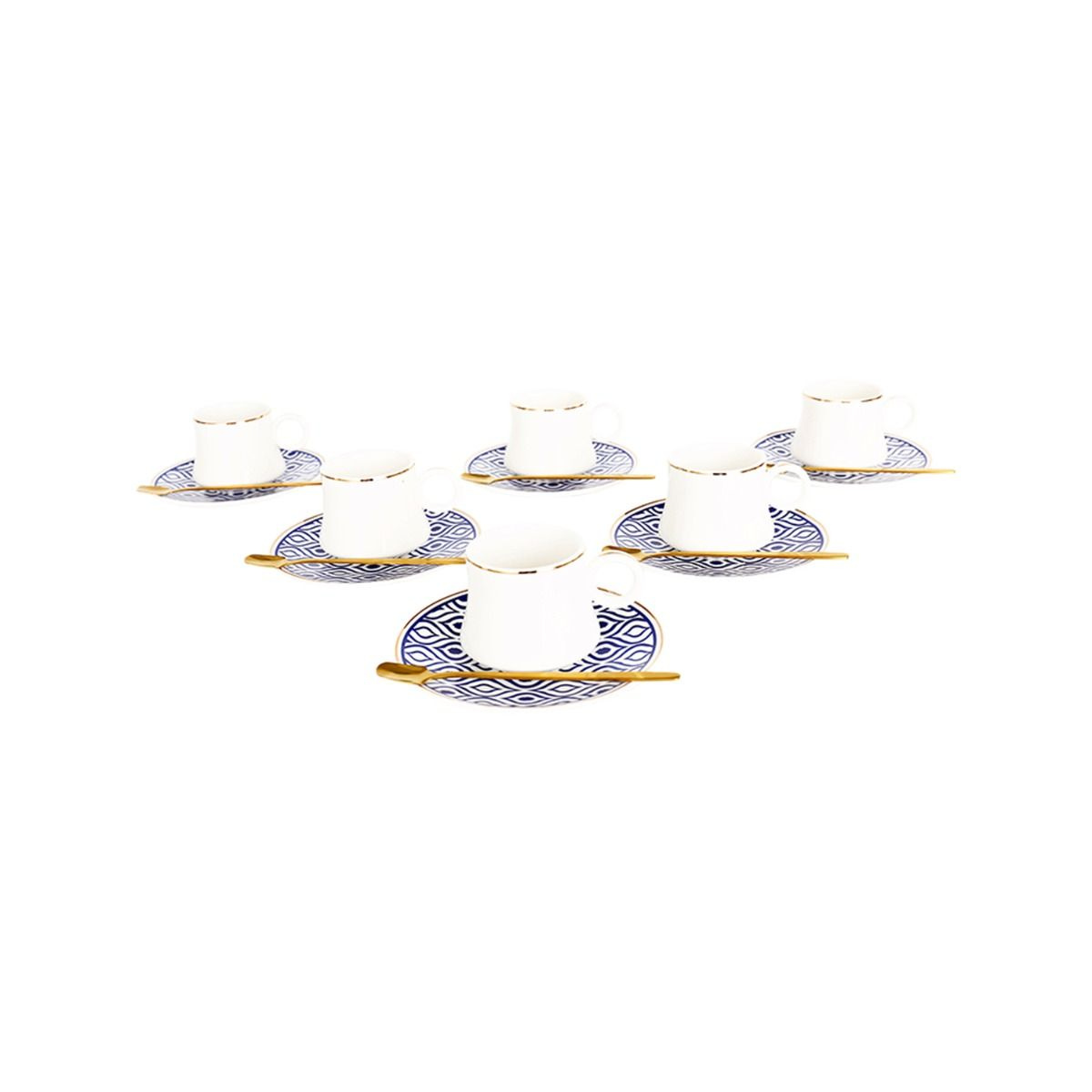 Bricard Tee - Espresso Set 24 telig Blau inkl. Untertasse und Löffel