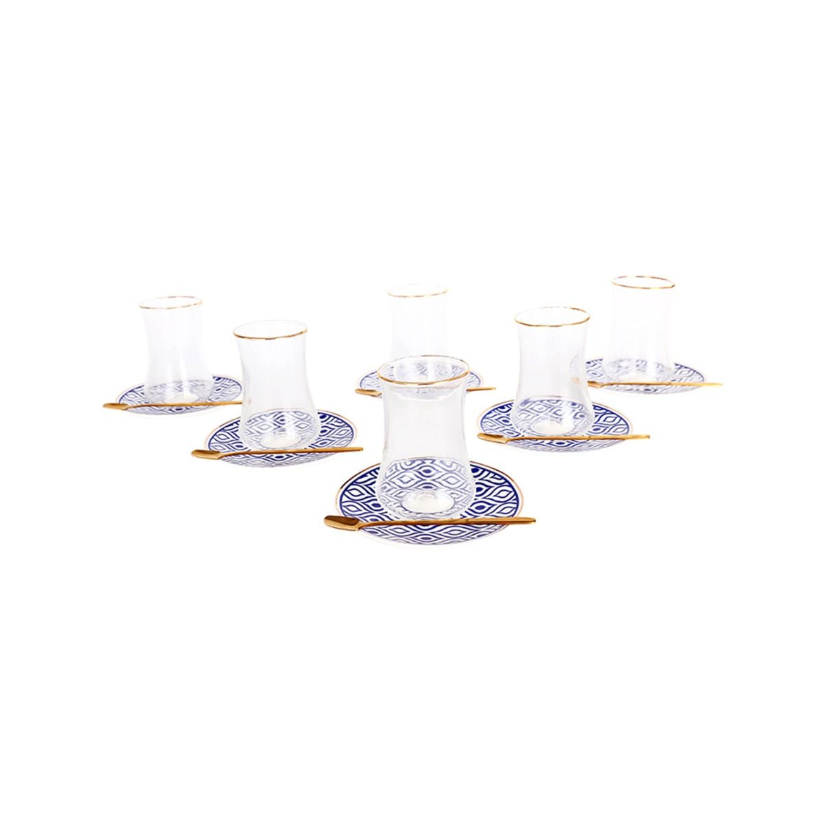 Bricard Tee - Espresso Set 24 telig Blau inkl. Untertasse und Löffel