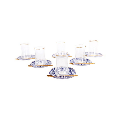 Bricard Tee - Espresso Set 24 telig Blau inkl. Untertasse und Löffel