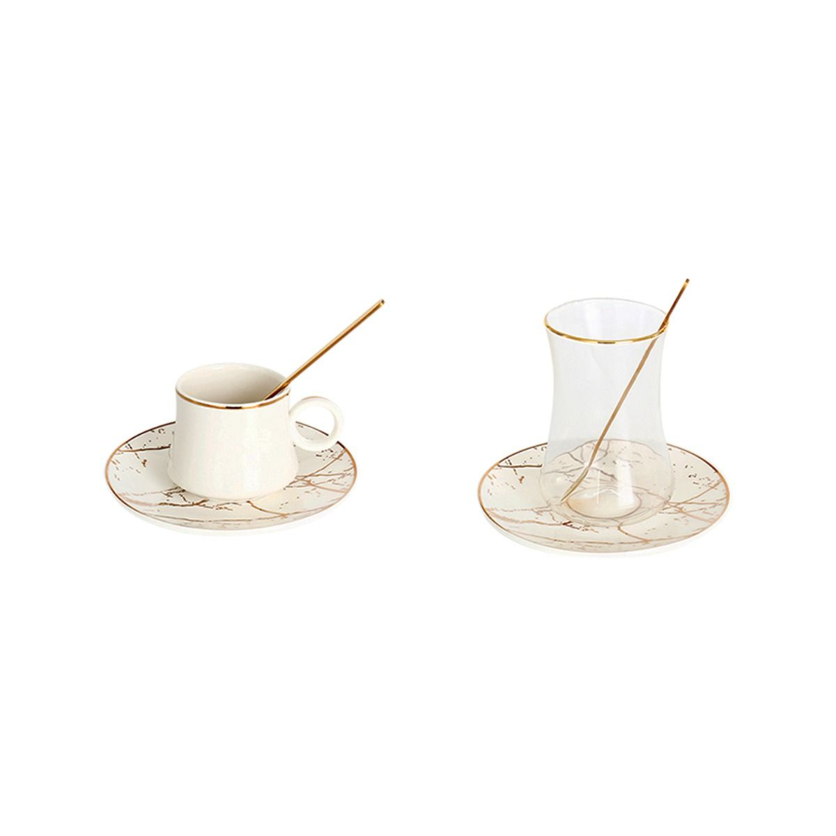 Bricard Tee - Espresso Set 24 telig Weiß inkl. Untertasse und Löffel