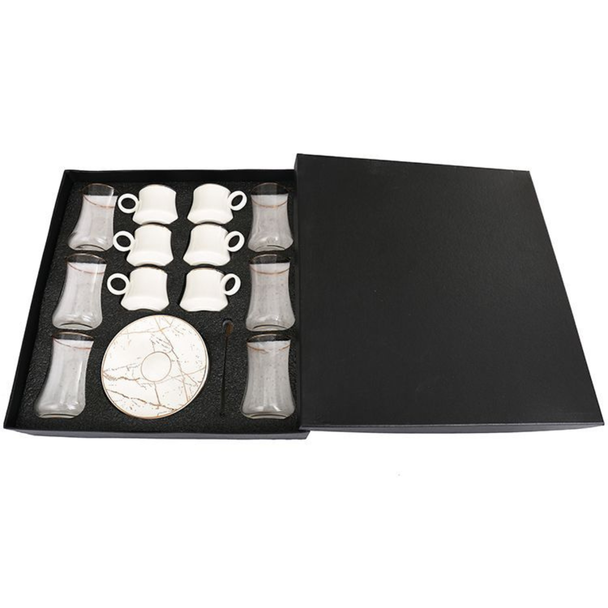 Bricard Tee - Espresso Set 24 telig Weiß inkl. Untertasse und Löffel