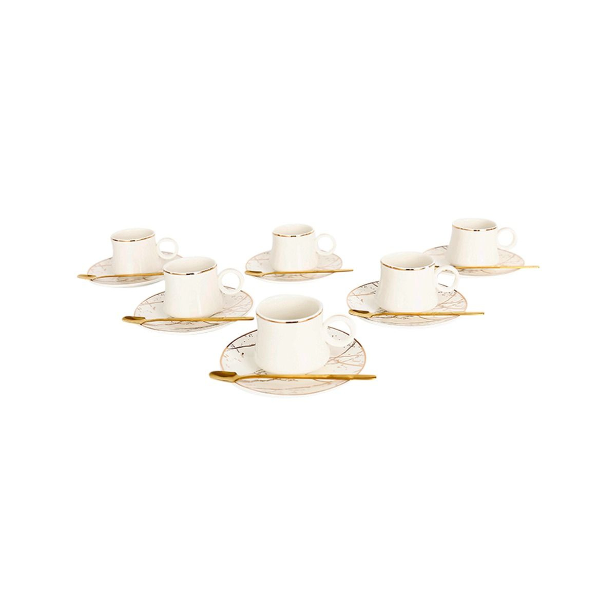 Bricard Tee - Espresso Set 24 telig Weiß inkl. Untertasse und Löffel