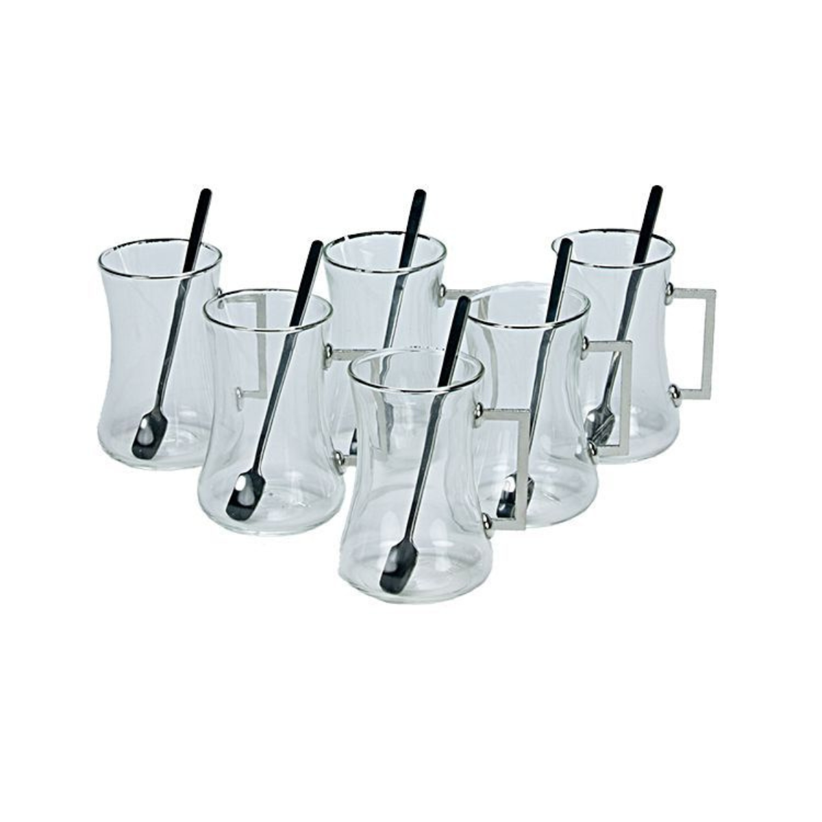 Bricard Tee-Espresso Set 24 teilig Weiß Silber inkl. Löffel und Untertasse
