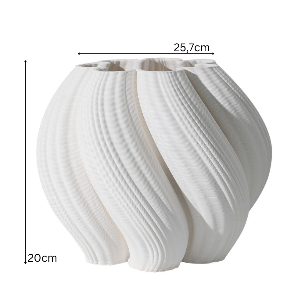 Design-Vase LUCA Skulpturale Keramikvase mit gedrehtem 3D-Rippenmuster
