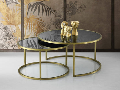 2er Set Couchtisch LOIS Glas gold oder silber