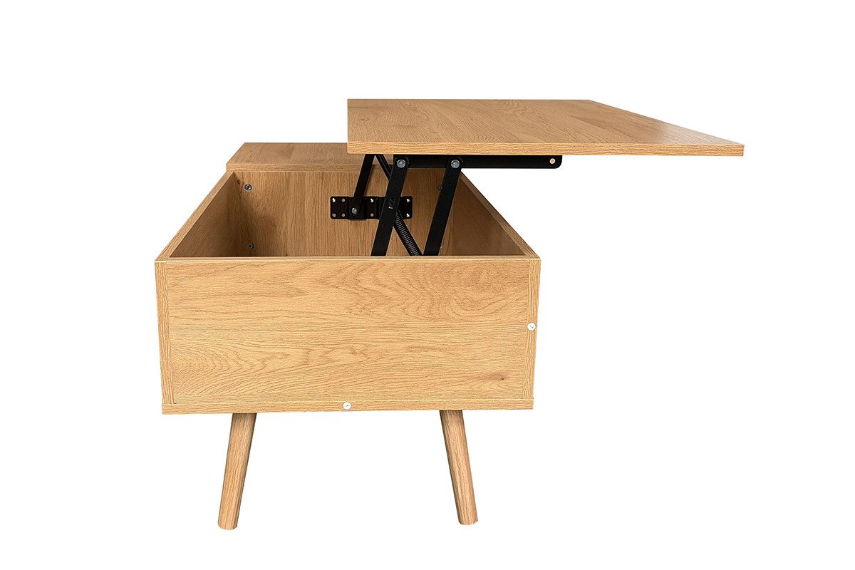 Couchtisch MALMÖ mit Lift-Top Funktion & verstecktem Stauraum, 100x50 cm hellbraun